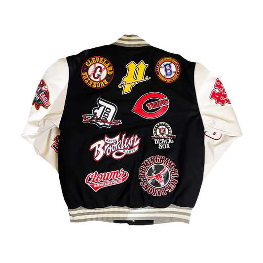 NEGRO LEAGUE LEATHER PATCHES VARSITY JACKET (BLACK)